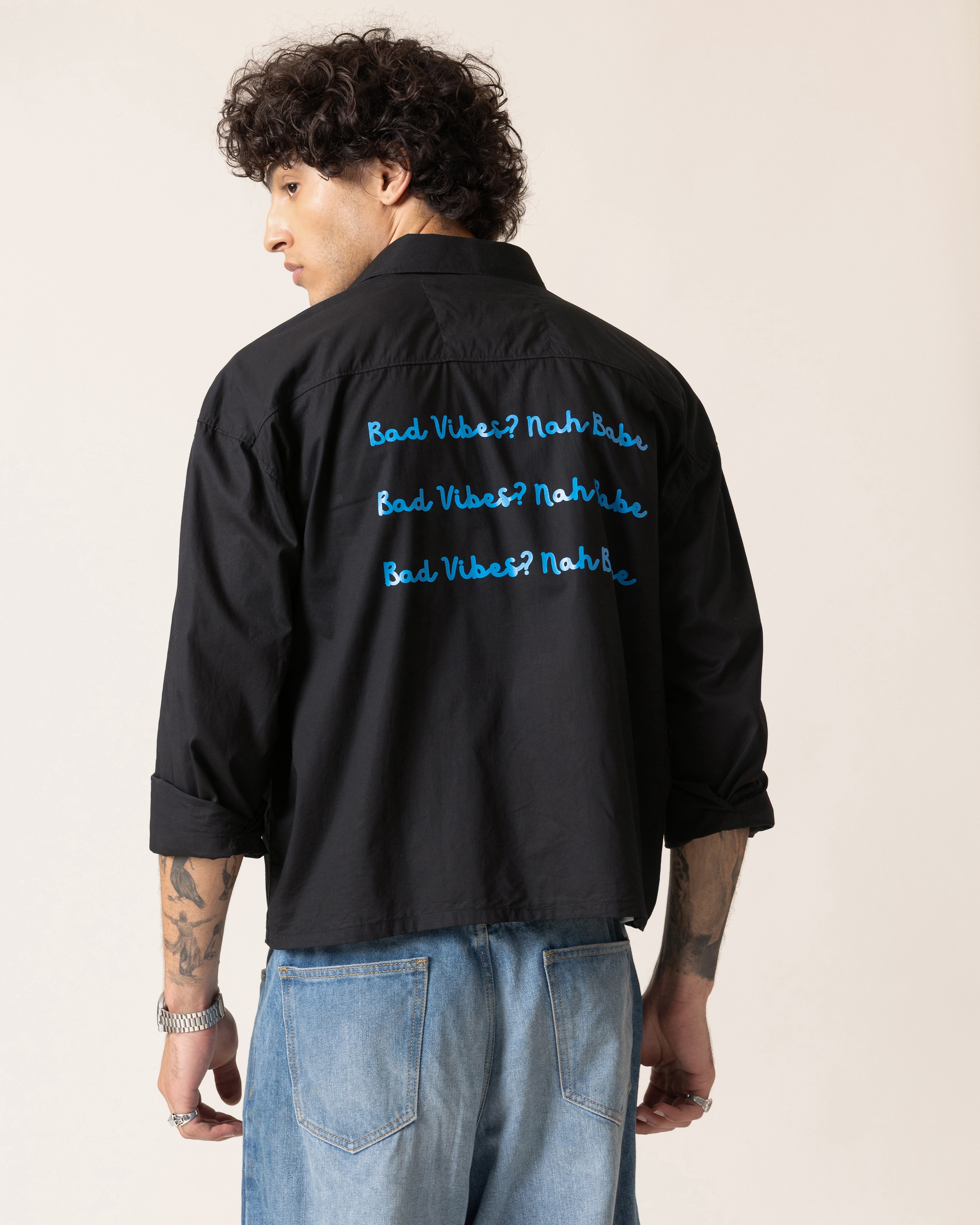 Bad vibes? Nah Babe Cropped Shirt