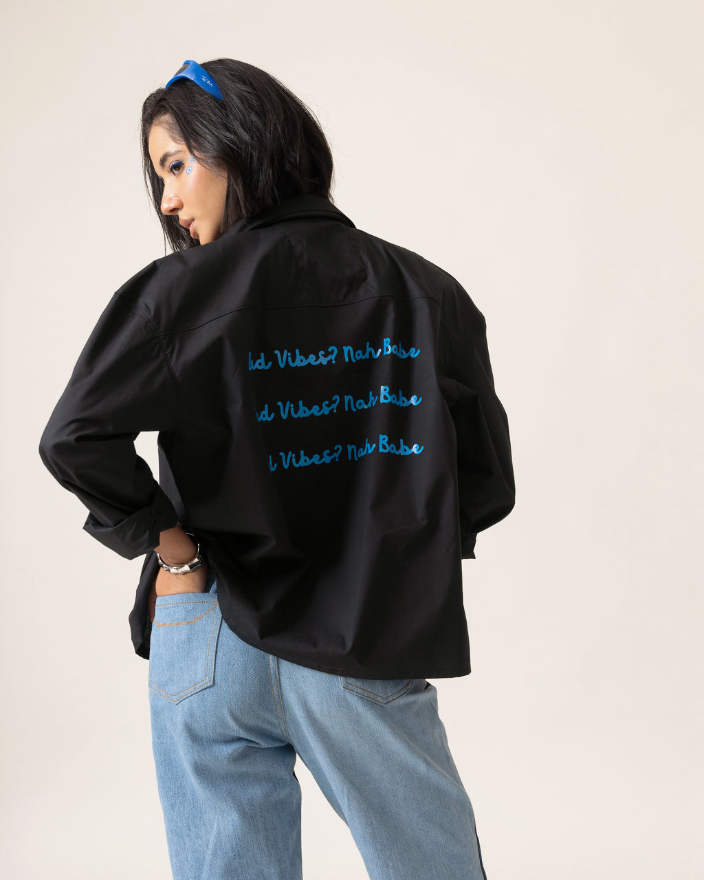 Bad vibes? Nah Babe Cropped Shirt