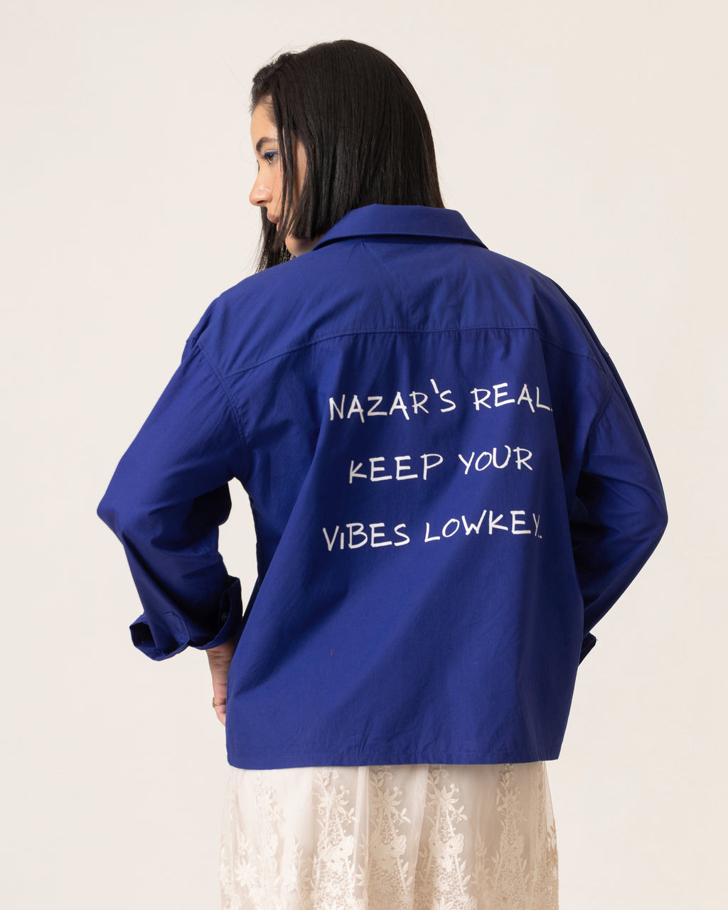 Stay Lowkey Cropped Shirt